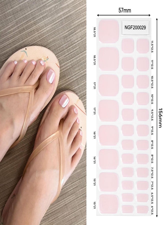 DUKASOU Semi Cured Gel Pedicure Strips, 32 Pieces Solid Color Gel Nail Stickers for Toes, Salon Quality UV Nails Stickers, Easy to Apply for Home Nails DIY Moonlight Powder - Image 5